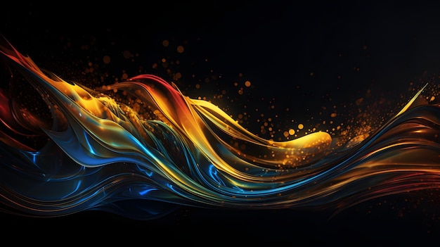 A colorful wave with orange and blue colors