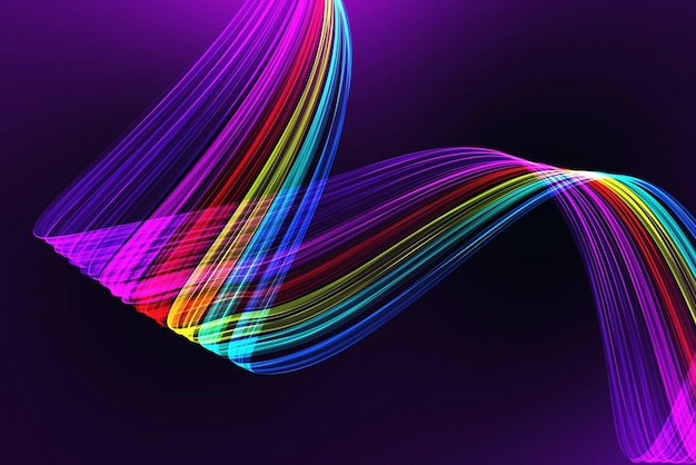A colorful wave with a rainbow background