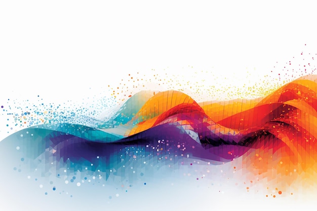 A colorful wave with a white background