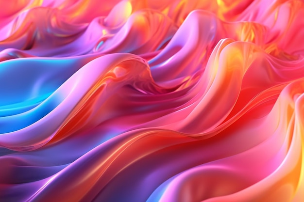 Colorful waves are created by the artist.