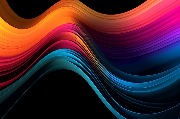 Colorful waves on a black background