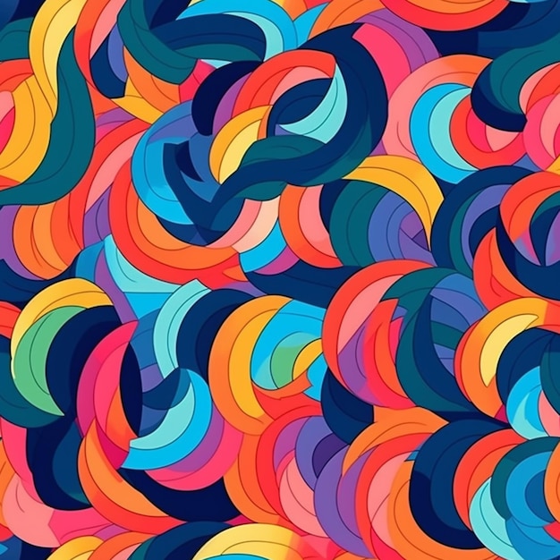 Colorful waves on a black background.