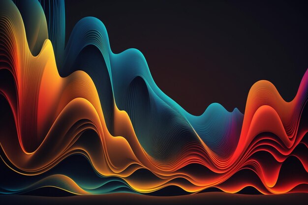 Colorful waves on a black background