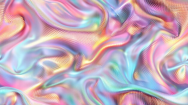 Photo colorful waves and shimmering texture on holographic background