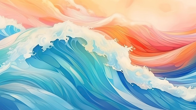 colorful waves watercolor banner wallpaper