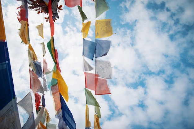 Colorful waving prayer flags