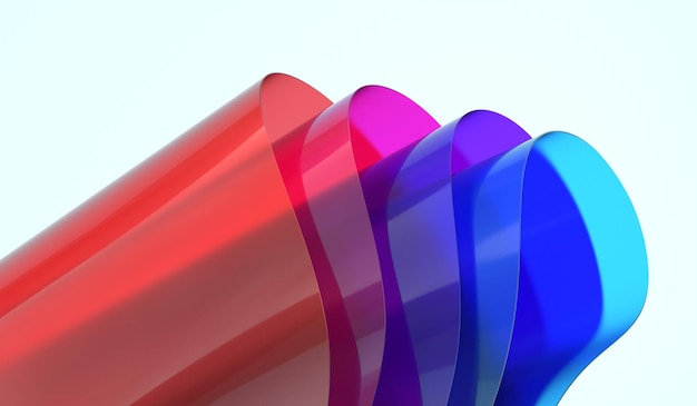 다채로운 물결 모양의 유리 배경 3d 렌더링 그림