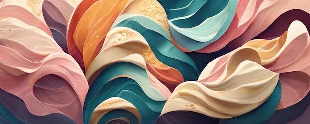 カラフルな波状のアイスクリームの背景