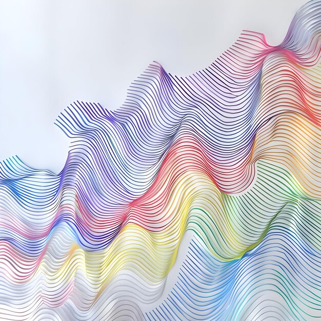 Photo a colorful wavy lines on a white surface