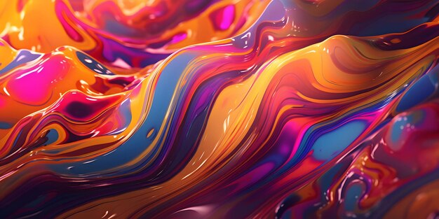 Colorful Wavy Liquid Background 3D and Realistic Abstract Background Generative AI