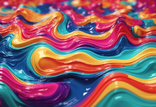 Colorful wavy liquid background 3d and realistic