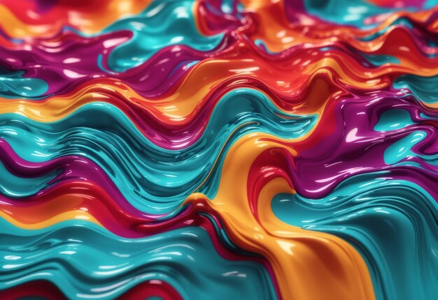 Colorful Wavy Liquid Background 3D and Realistic