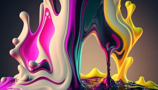 Colorful wavy liquid in neon colors Generative AI