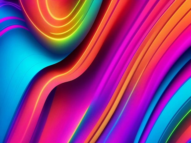 Colorful wavy neon lines Generative AI Illustration