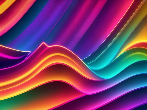 Colorful wavy neon lines Generative AI Illustration