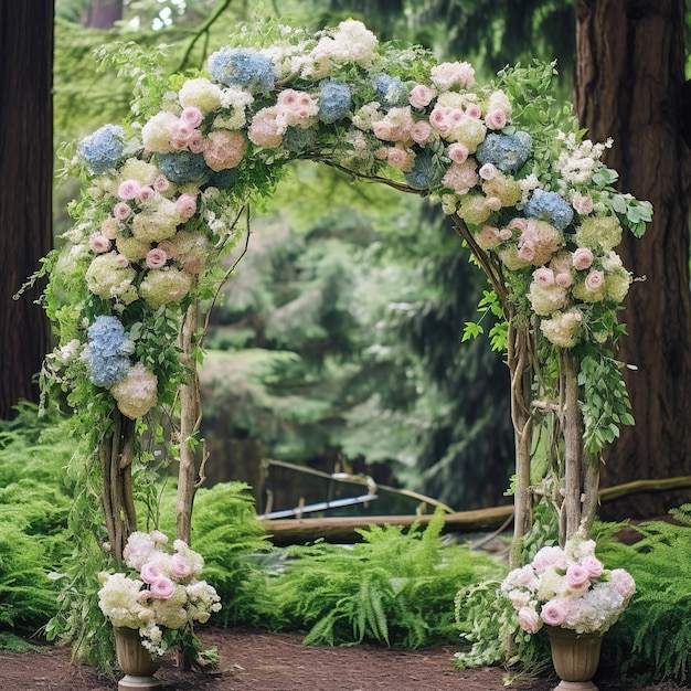 Foto fiori colorati di arco nuziale