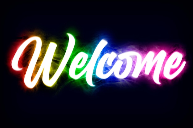 A colorful welcome sign that says welcome on it