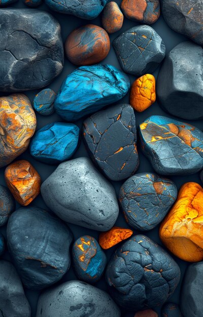 Colorful wet stones on the beach