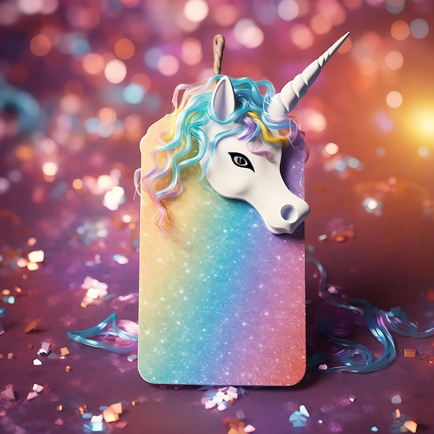 Foto colorful whimsical price tag unicorn shaped with sparkly accents past creative hang tag collection