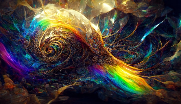 colorful whirlwind fractal formations realistic 3D rende