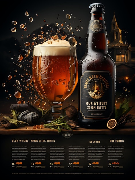 Photo colorful whiskey barrel aged beer with a warm amber and brown palette creative concept ideas design