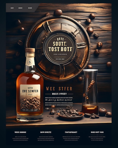 Colorful Whiskey Barrel Aged Coffee With a Rich Brown and Cream Palet creative concept ideas design