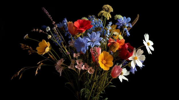 カラフルな野花の花束 PNG画像