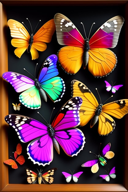 colorful wildflowers and butterflies on pale black paper very detailed illustration sketch conce