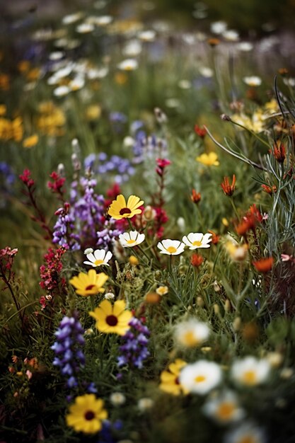 Colorful Wildflowers Vibrant Mix of Beautiful Wildflowers in a Natural Meadow