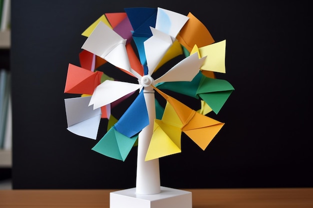 A colorful windmill made by the company of the company of the year.