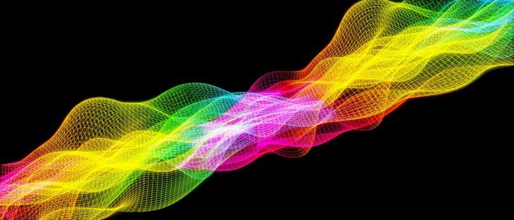 Photo colorful wire frame mesh on black background