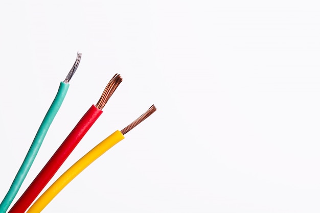 Colorful wires on white surface