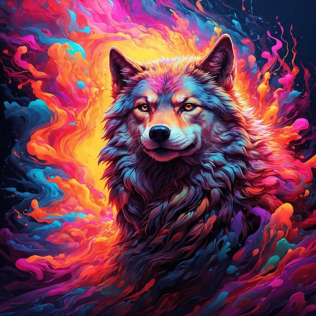 Photo colorful wolf