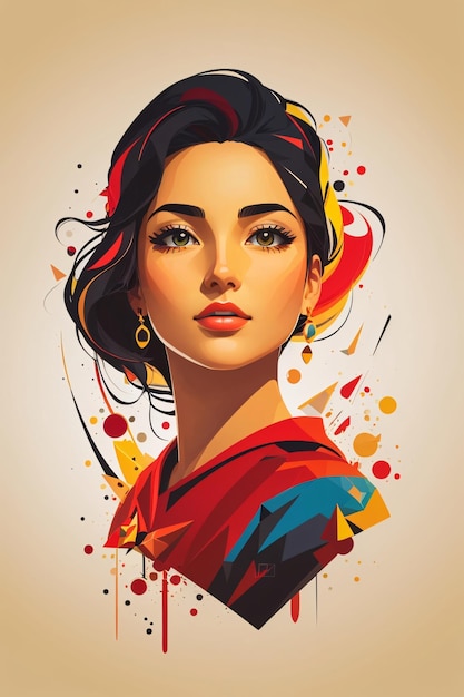 Colorful Woman Vector Art Illustration