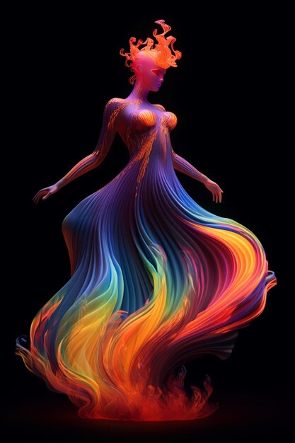 A colorful woman with a rainbow tail