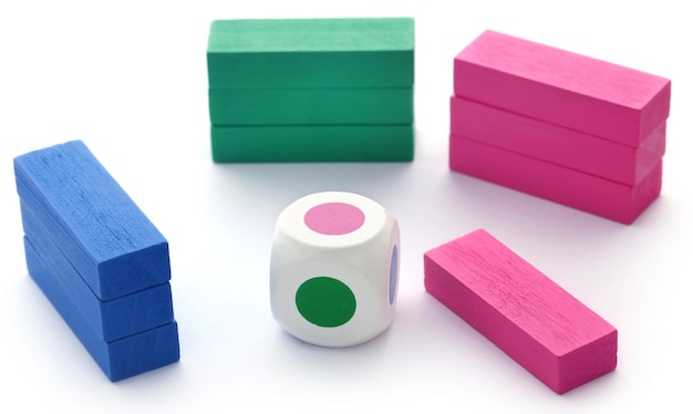 Photo colorful wooden blocks as a children game