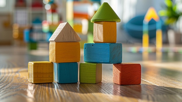 Colorful wooden blocks developmental wooden toys for children