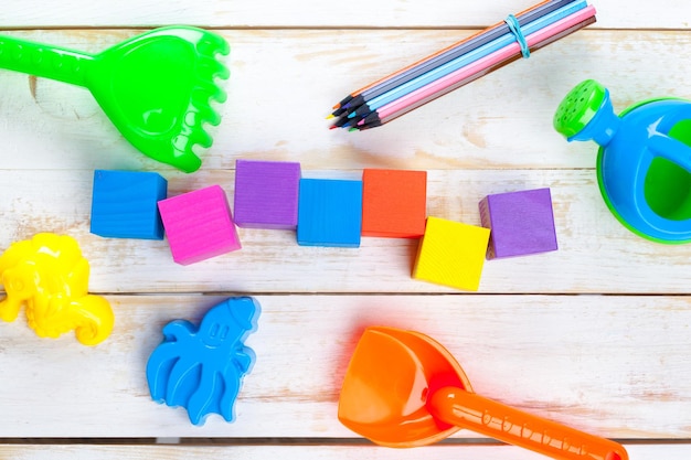 Colorful wooden building blocks