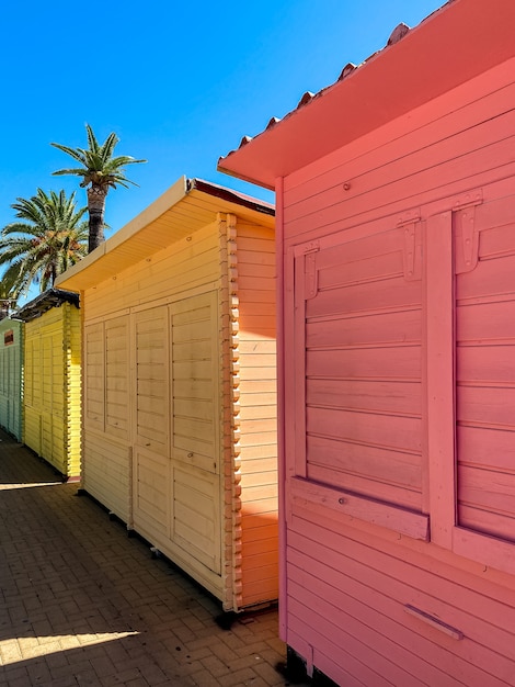 Colorful wooden cabins