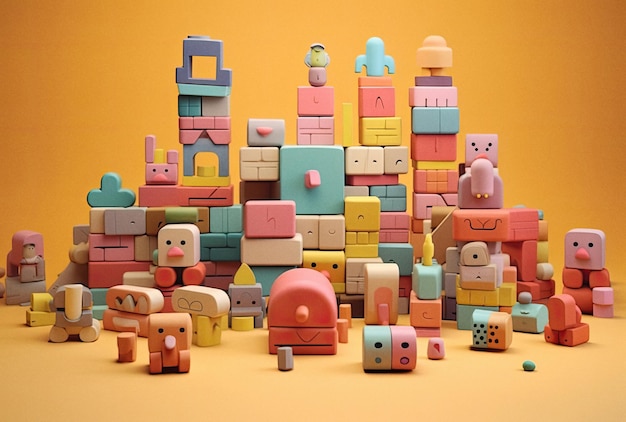 Photo colorful wooden children toys ai generated