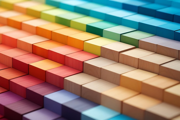 Colorful wooden cubes as abstract background 3D render illustration