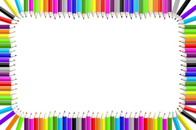 Colorful wooden pencils 3D illustration