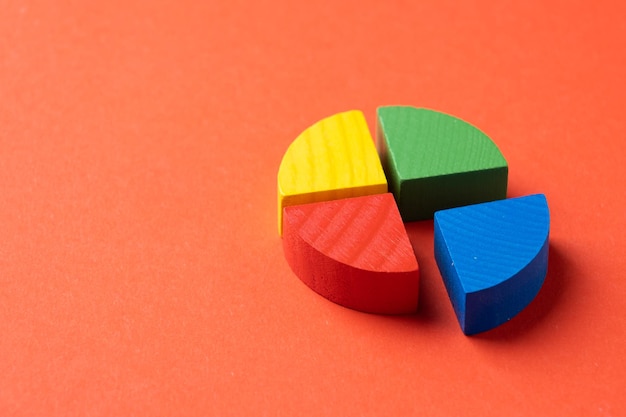 Photo colorful wooden pie chart pieces