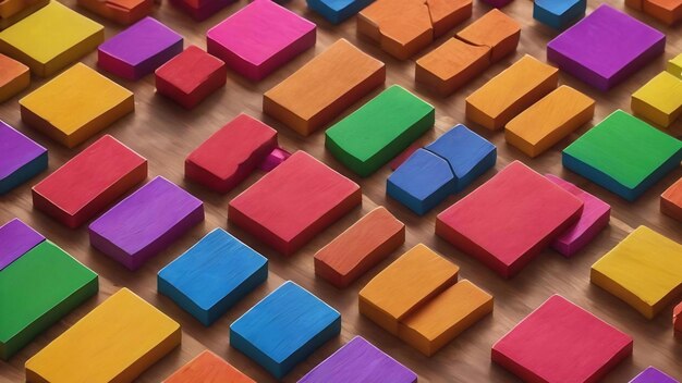 Photo colorful wooden pieces of a logic puzzle