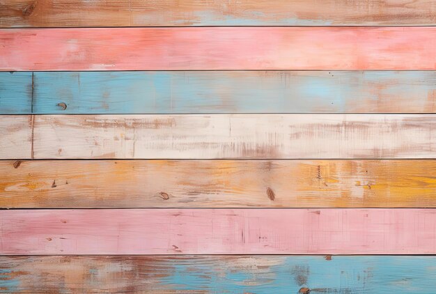 colorful wooden planks border in the style of light pink and azure