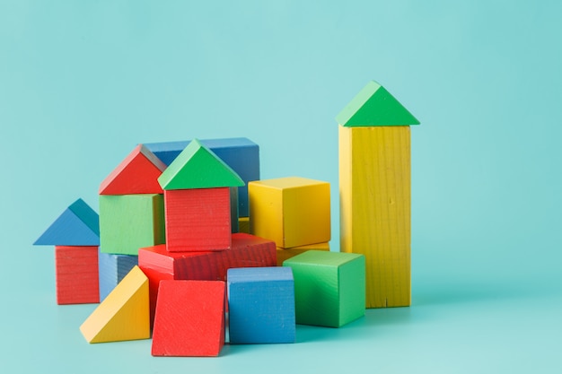 Colorful wooden toy building blocks