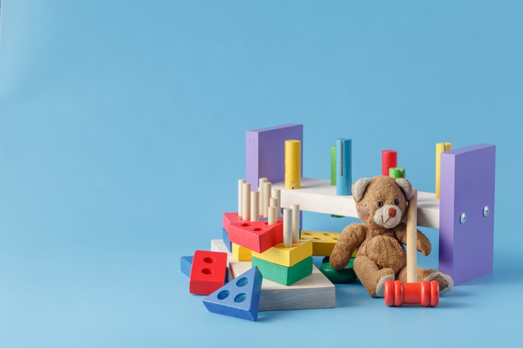 カラフルな木のおもちゃのビルディングブロック