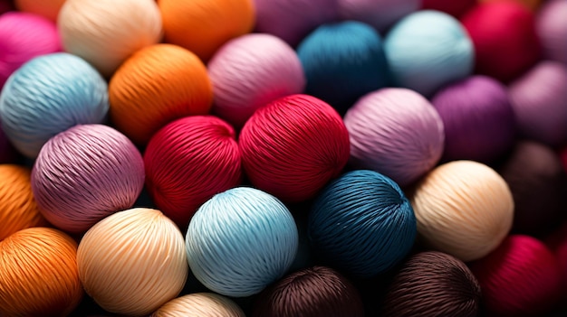 Colorful wool balls on black background