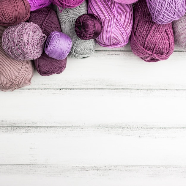 Foto filato di lana colorato con spazio di copia