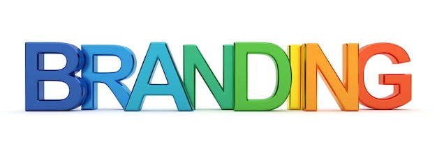 Photo colorful word branding 3d render.